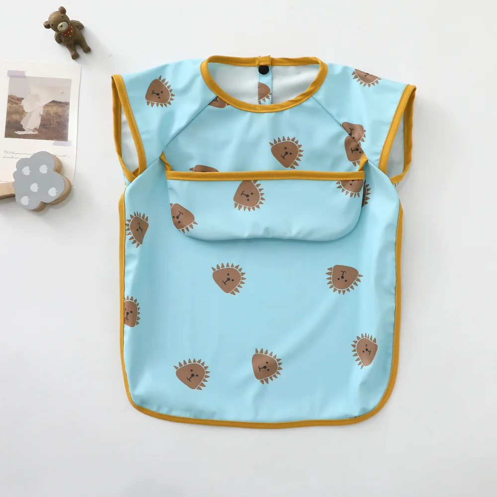 2023 Hot Sale Eco Friendly Baby Eating Waterproof Customized Solid Printing high quality PU waterproof baby bib