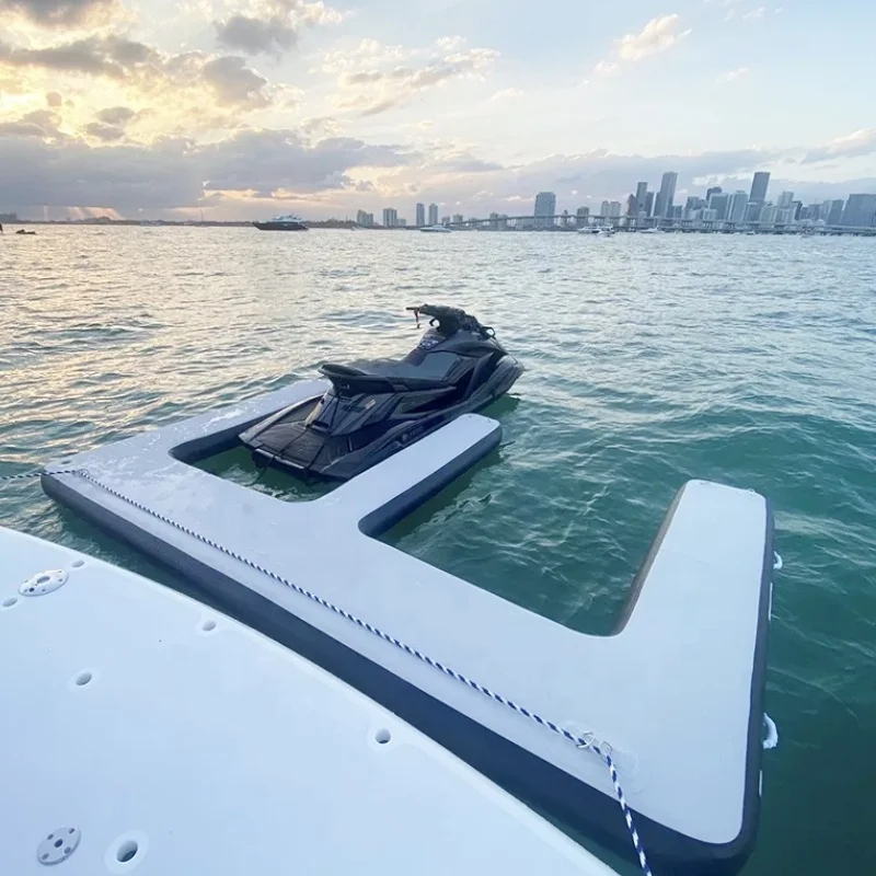 Inflatable jet ski dock floating Swim Island Floating Raft Inflatable foil Water Jet Ski U Dock Floats Platform jet ski floating dock