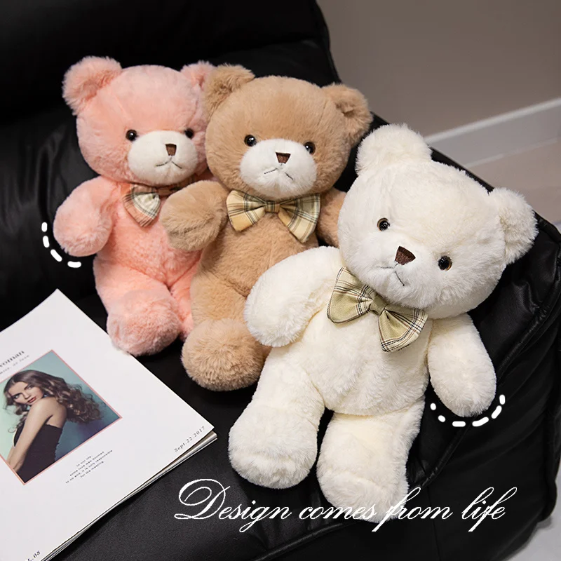 Custom Logo Hot Selling Plush Bear Toy Stuffed Colorful Bow Knot Teddy Bear Doll Gift Party Decoration for Kids