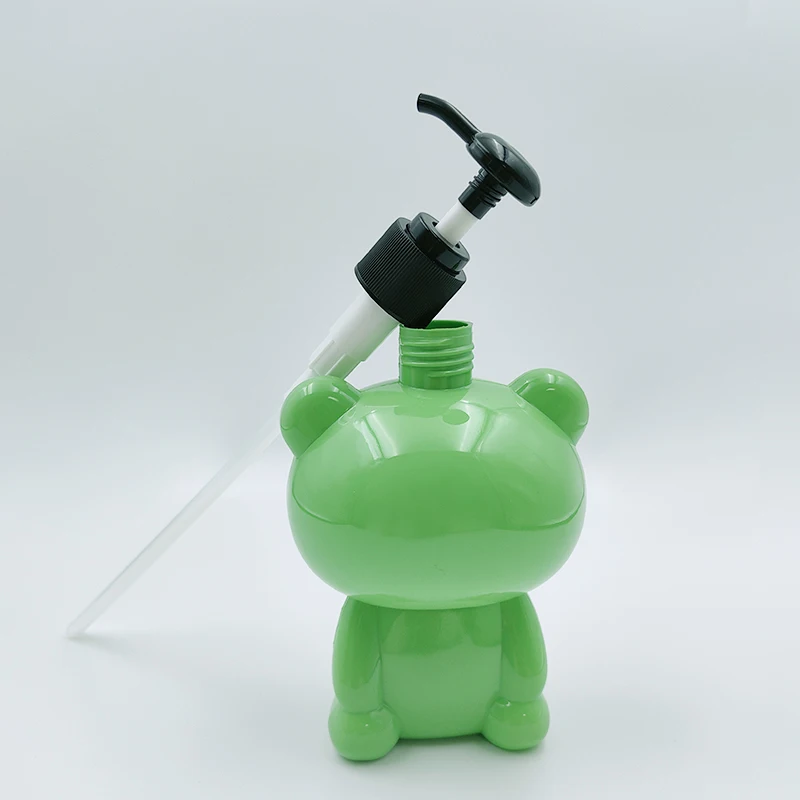 2024 Green PET Cartoon Frog Soap Bottles Baby Liquid Lovely Bottle With 24-410 Black Pump