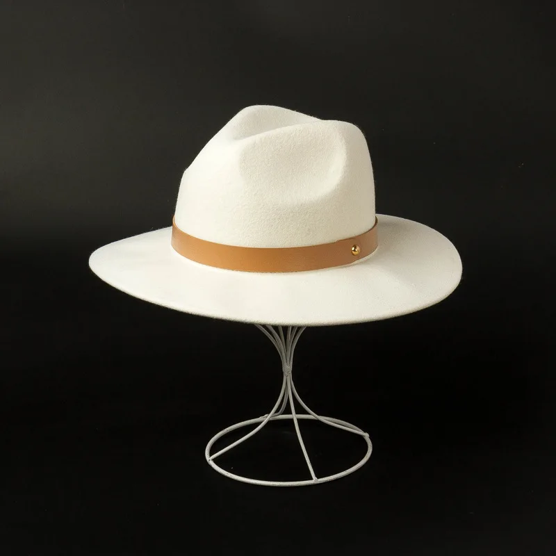 Hot selling polyester/cotton fashion wide brim felt fedora women wool felt hats 100% wool