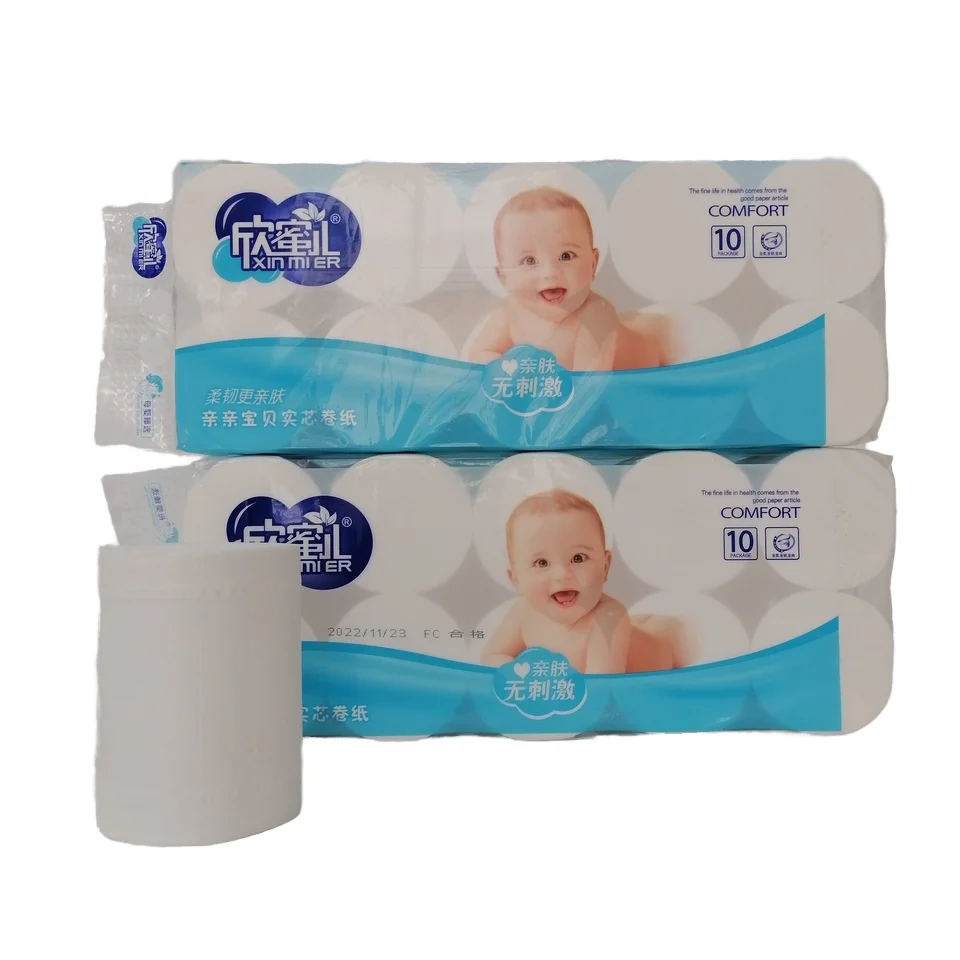 High Quality Eco-Friendly Coreless Toilet Paper Virgin Wood Pulp Customized Packaging Factory Wholesale Price Bathroom Roll