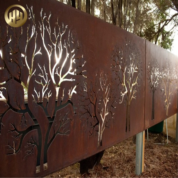 Custom Design Corten Steel Rusty Garden Decoration Screen Metal Panel