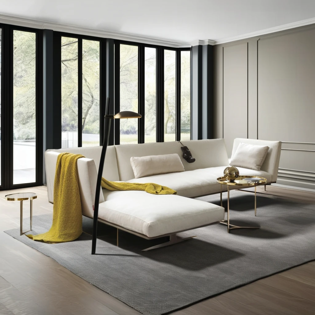 Morden Style Grey Fabric 3-Seater Corner Sofa Sleeper Comfortable Modular Sectional sofa Villas Living Rooms