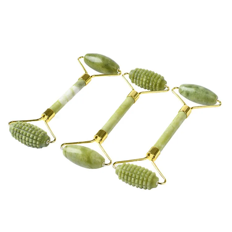 100% Natural Xiuyan Jade Stone Facial Fitness Beauty Jaderoller Spiked Head Faceroller