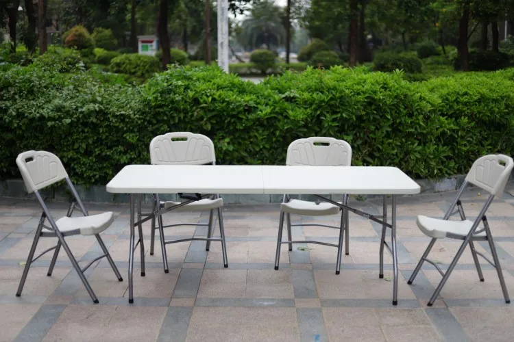  cheap Hot Sale outdoor garden 8 ft white plastic Folding rectangular table for camping