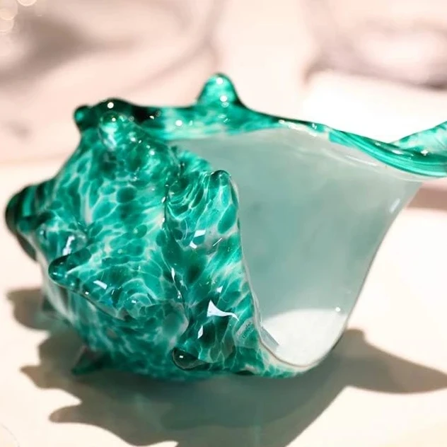 Glass Conch Shell Hand Blown Seashell Art Glass Figurine Paperweight Decorative Objects