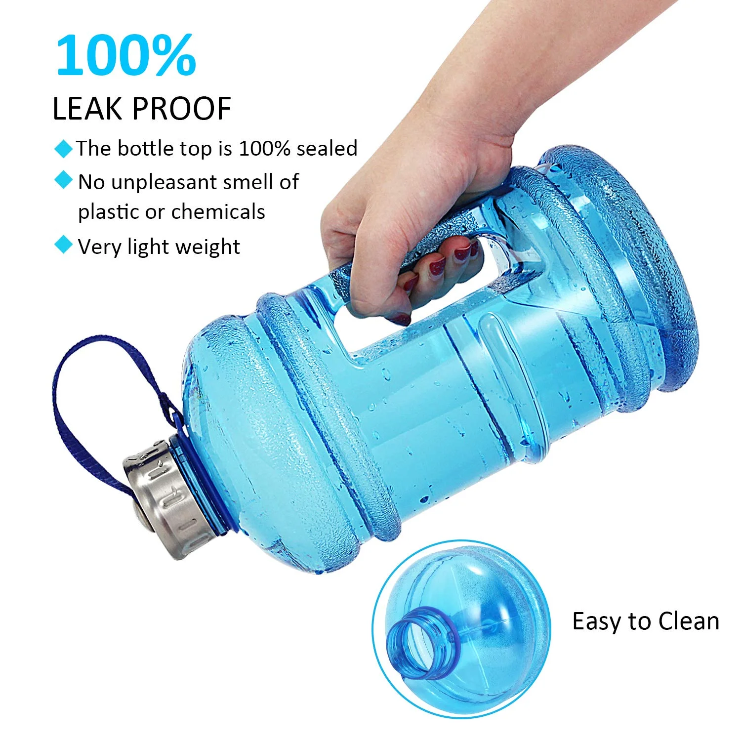 Sports Gym Fitness Bodybuilding Water Bottle Big Capacity BPA FREE 1.3L 2.2L Plastic Shaker Water Bottle