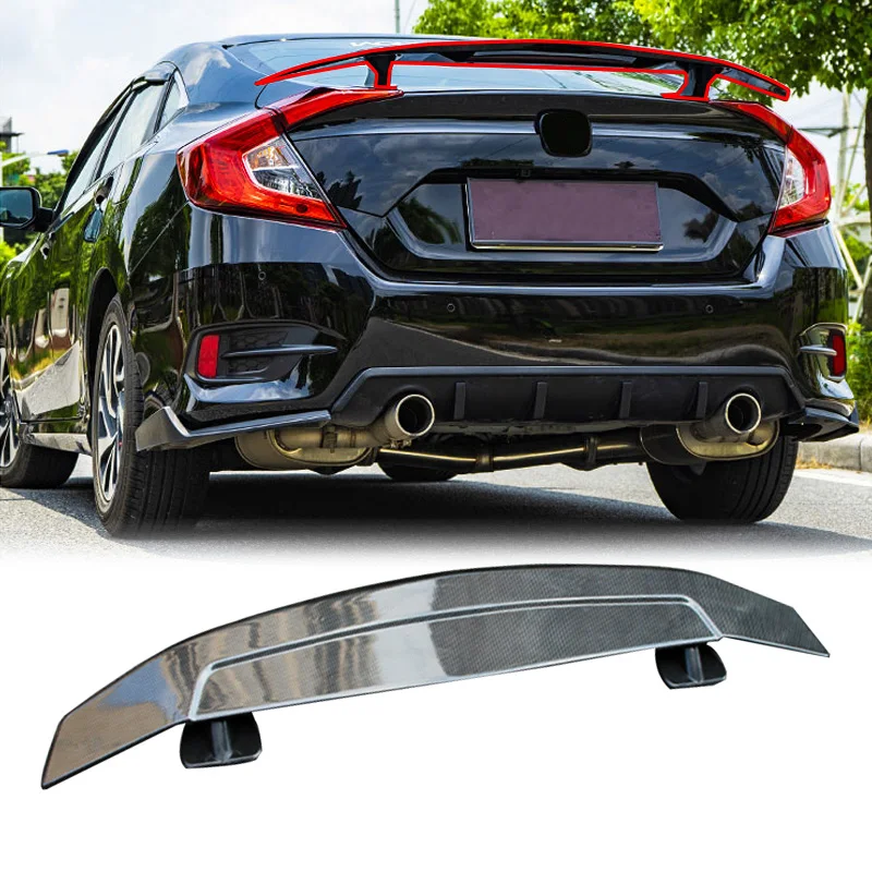 Honghang Spoiler Tail Wing Rear Trunk Spoiler Universal Carbon Fiber Look ABS for All Sedans Carton Single Aleron Universal 3kg