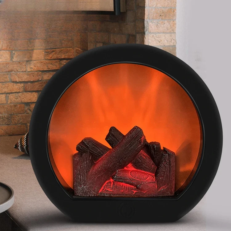 fireplace & Flame Fireplace Light: Timer Vivid fire flame light, USB  Battery LED table night lights bedroom home Christmas