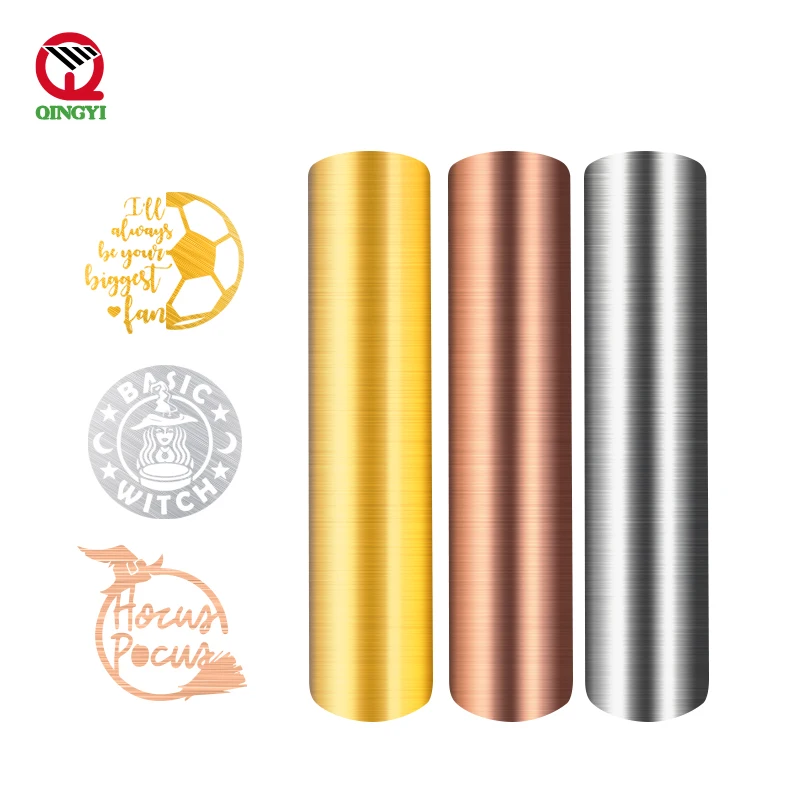 Low price metallic brushed rose gold sliver waterproof self Adhesive vinyl roll holographic hot stamping foil sticker letters