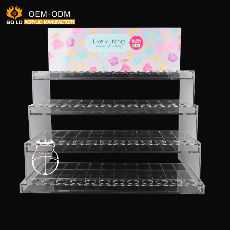 Wholesale Custom Tabletop Multilevel Rack Clear Acrylic Display Stand For Essential oil Nail polish Bottle