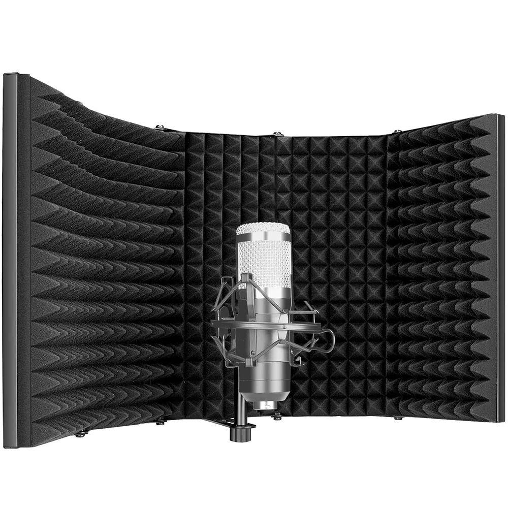 JUNNX Print Logo 5-Panel Mic Microphone Foam Windshield Studio Recording Isolation Sponge Sound Screen Microphone Windscreen