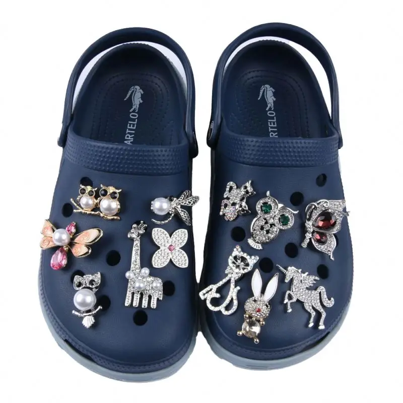 Bling Alloy Rhinestone Shoe Charms PVC Dragonfly Rose Insect Owl for Slipper Design Christmas Gifts for Shoe Decorations