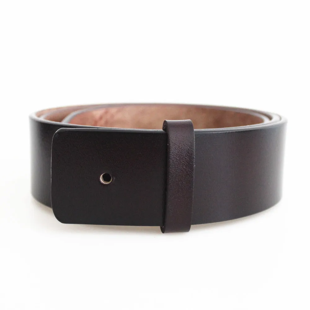 3.8cm   cowhide leather business belt for men and women  Smooth Buckle Leather Belt