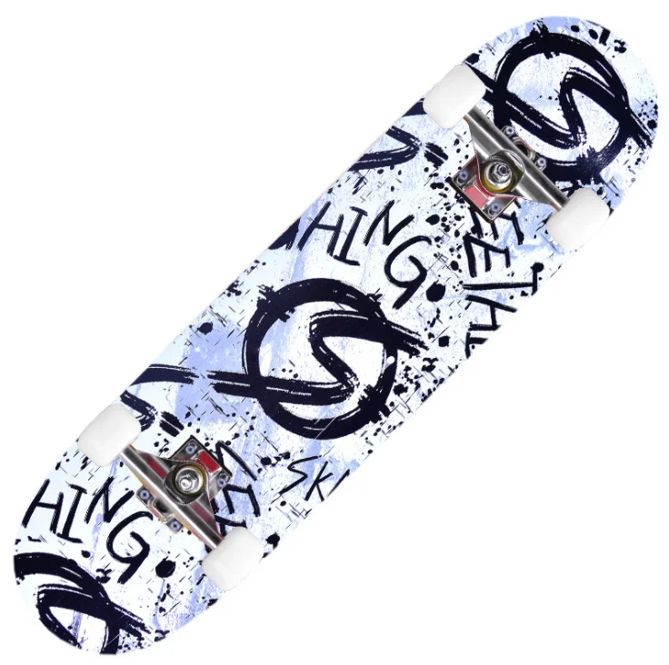 Complete Skateboard with 7 Layer Maple for Kids Boys Girls Beginners Double Kick Concave Cruiser Skateboard with Beauty Pattern