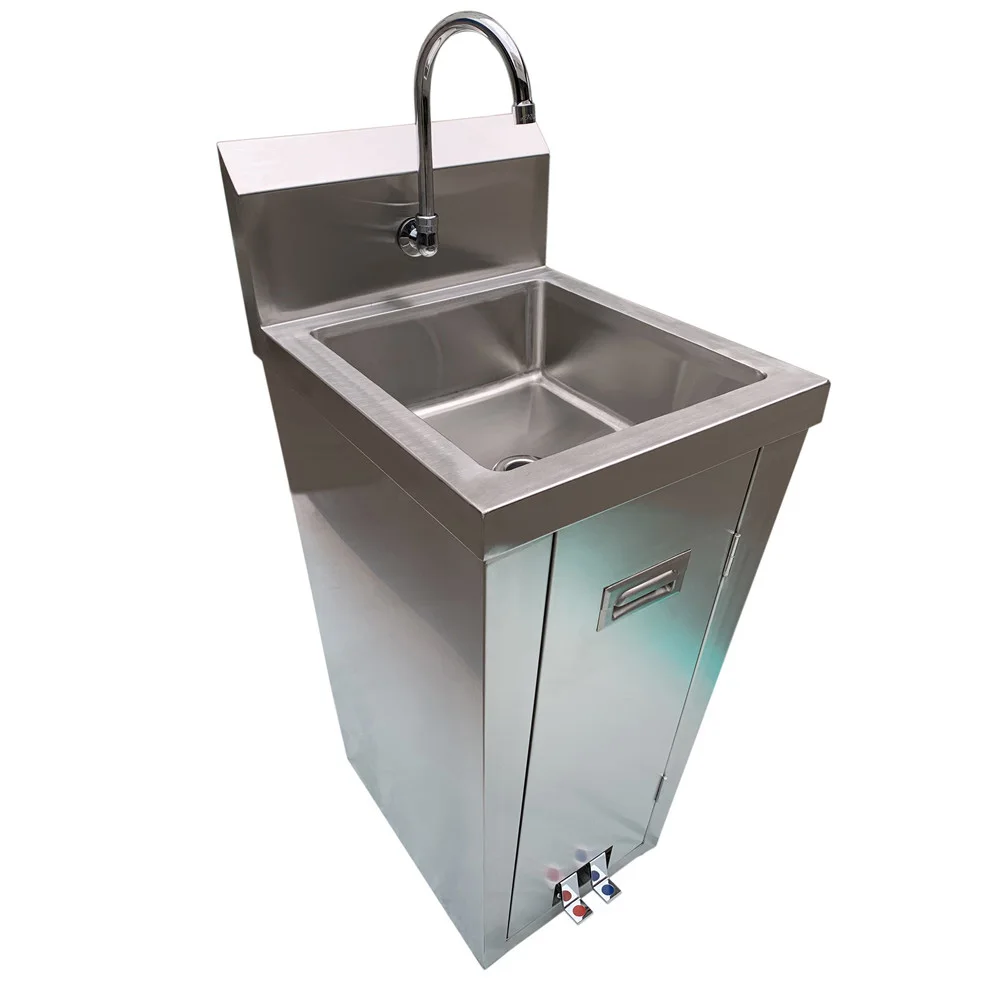 stainless steel foot operated hand sink/stainless one bowl hand wash sink/self standing foot operated wash basin