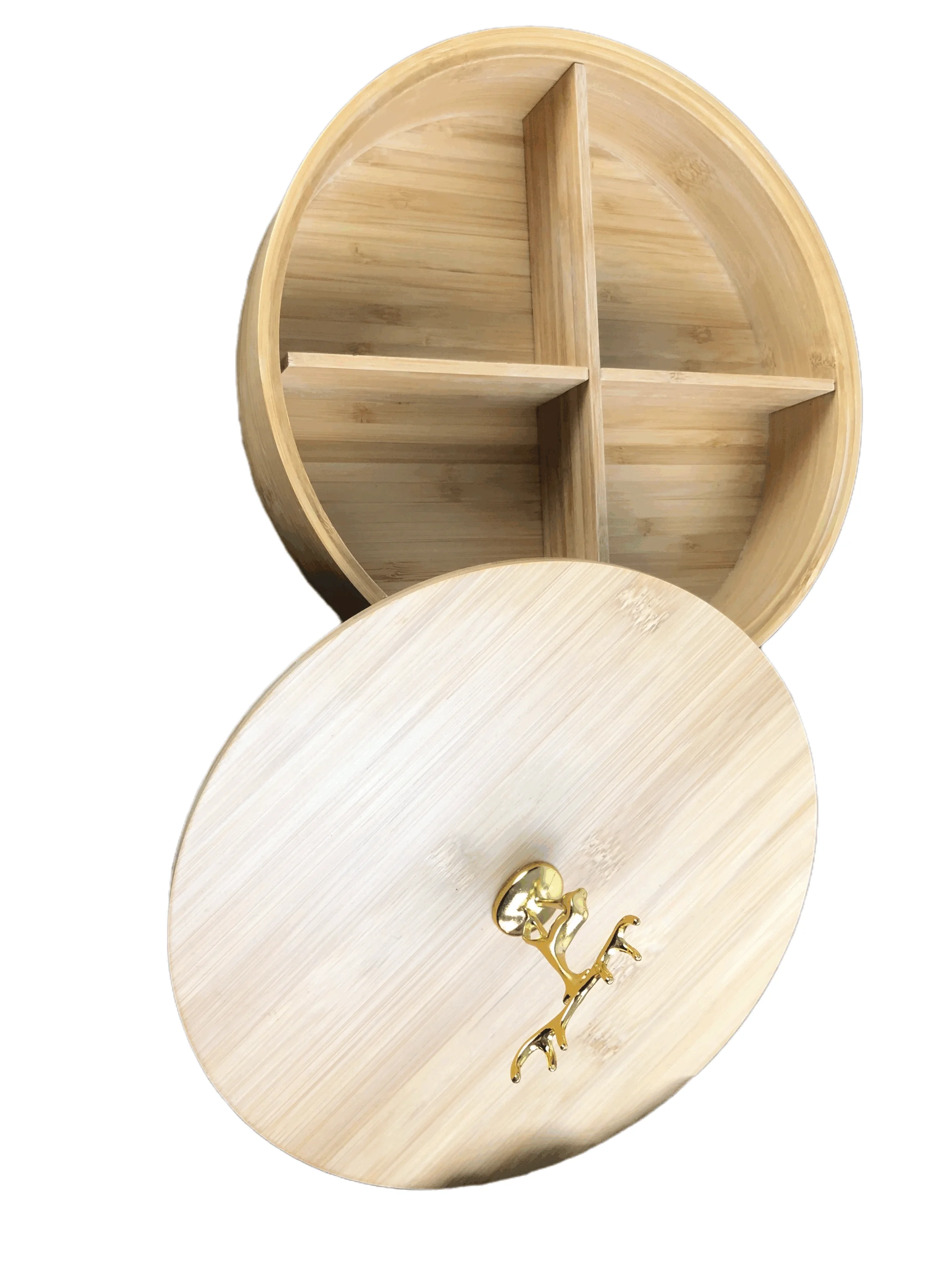 Handmade Snack fruit tray with lid bamboo storage box wooden food organizer Dried fruit tray box