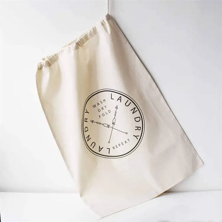 Custom logo large cotton wash bag travel canvas laundry bags
