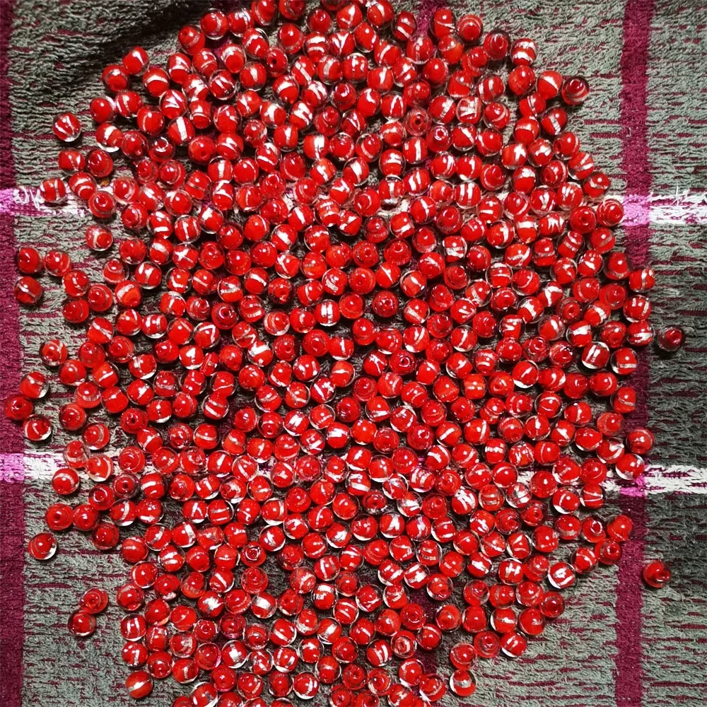 8mm Red Silver Foil Line Focal Beads Handmade Round Crystal Beads Lampwork Murano Glass Beads For Jewelry Necklace Bracelet Kits
