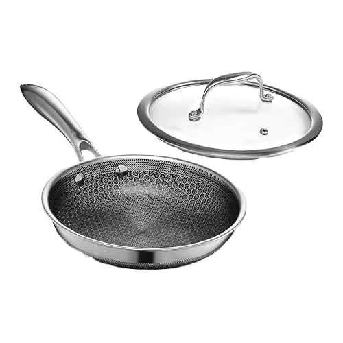 New Nonstick frying pan Honeycomb Stainless Steel Wok pan With Lid for Electric Induction