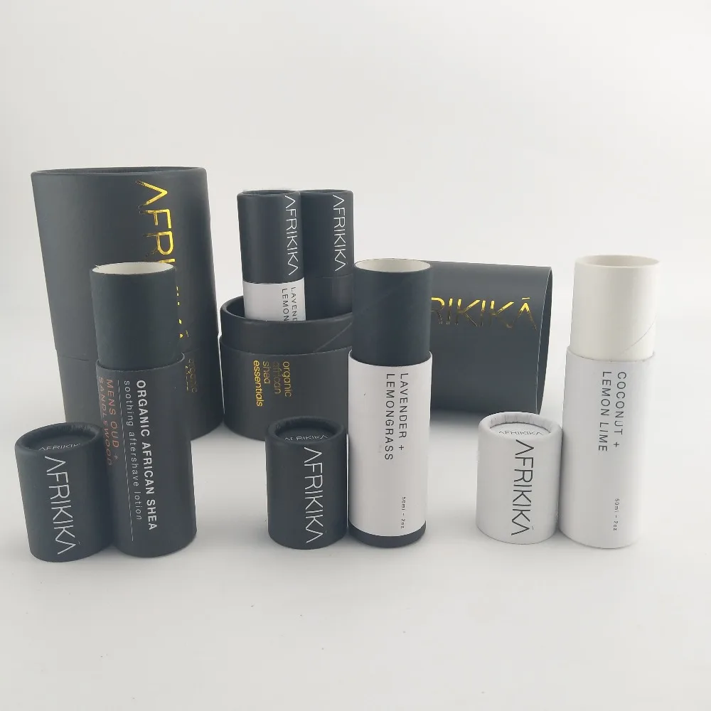 Eco Friendly Packag Custom Logo Cardboard Kraft Cylinder Deodorant Packaging Box Cosmetic Lipstick Lip Balm Push Up Paper Tubes