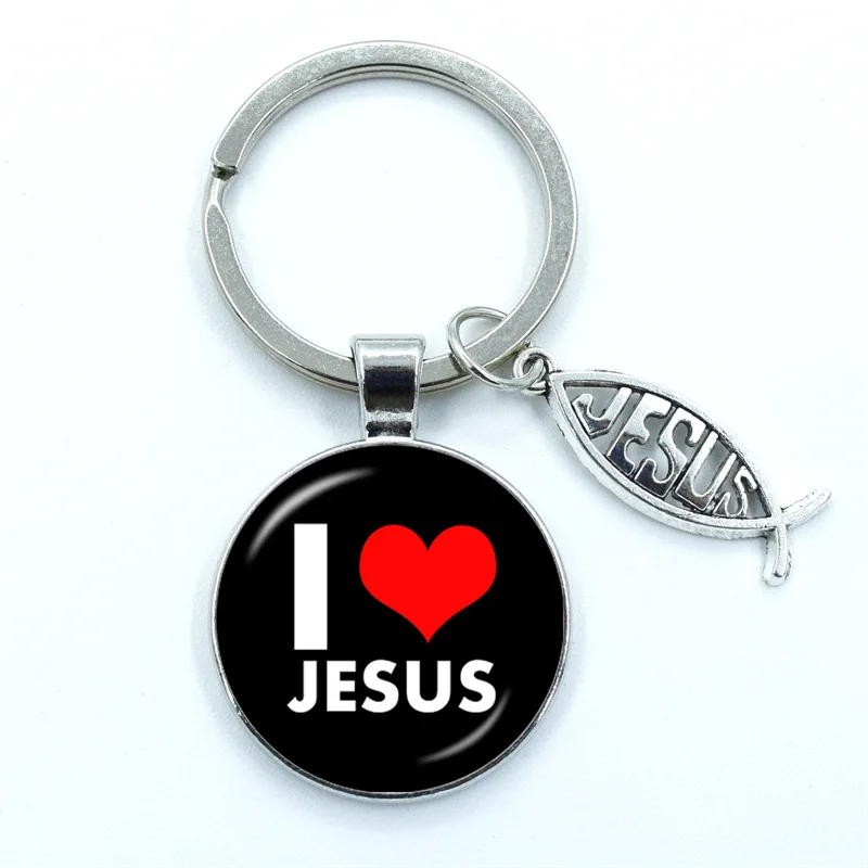 I Love Jesus Symbol Key Chain Christian Necklace Religious Bible Verse Gift Jewelry keychain I Love Jesus Letters Key Chain