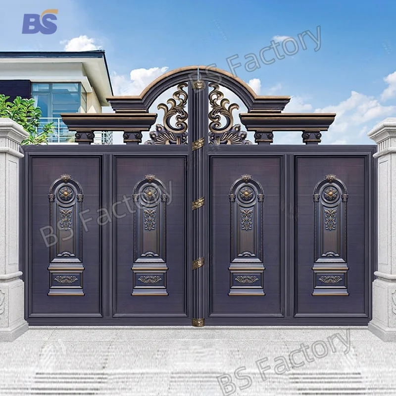 Courtyard carved hollowed-out aluminum art gate push pull European alloy villa translation sliding door