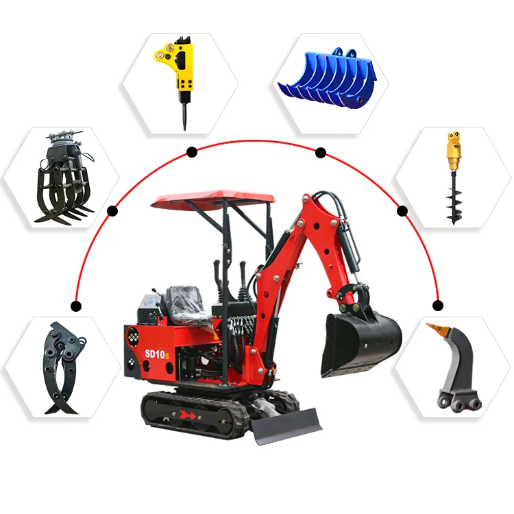 China SD10S Mini Excavator 1 Ton Mini Excavator Micro Digger 1 Ton Small Bagger with Closed Cabin Mini Koparka