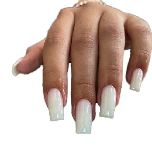 Wholesale artificial nail fake medium length square/coffin-type pressed polish fake nail design French style