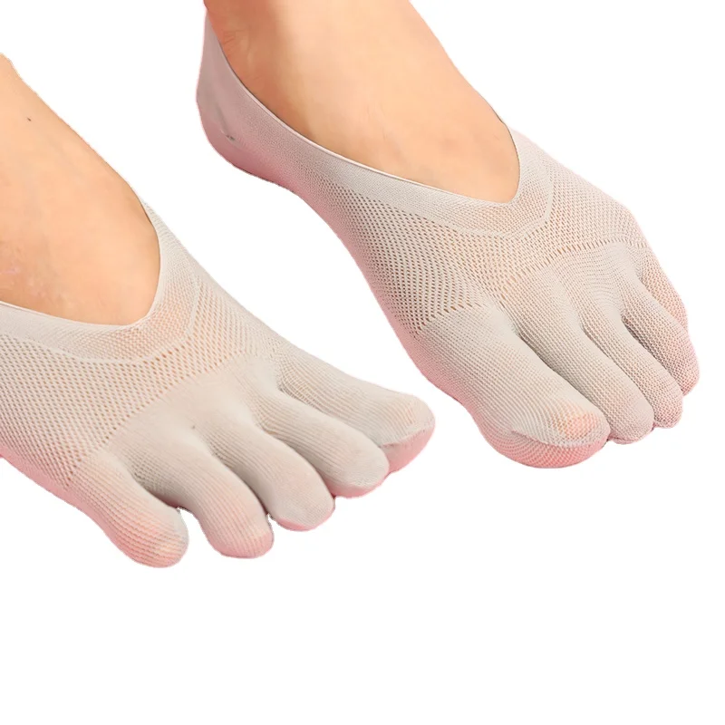 Thin Invisible Five Toes Socks with Silicone Heels Boat Socks