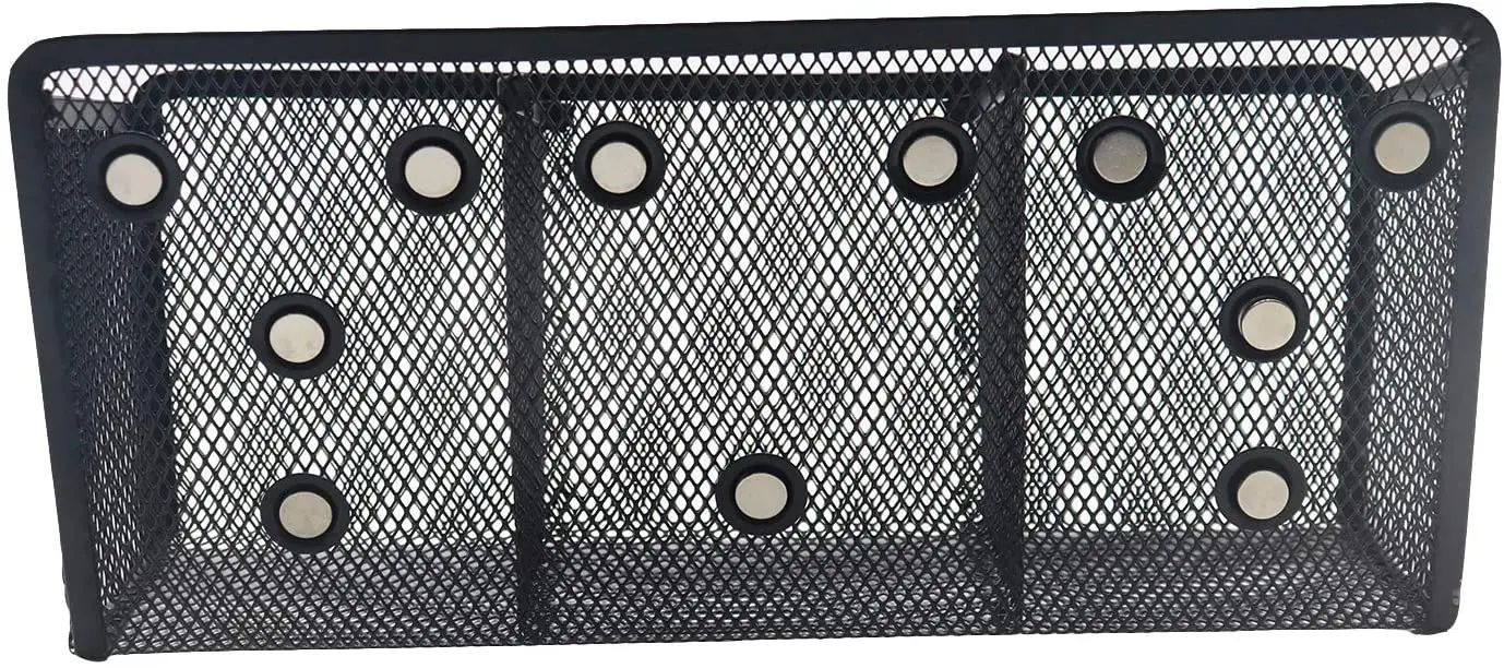 Metal Magnetic Mesh Pencil Holder Magnetic Holder With 3 Compartments