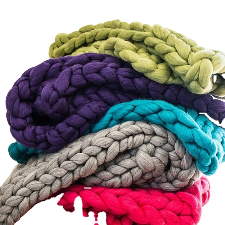 Giant knitting acrylic polyester yarn chunky throw blankets