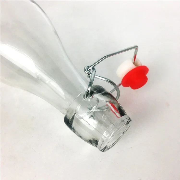 Wholesale 500ml 1000ml square glass beverage bottle with swing top lid