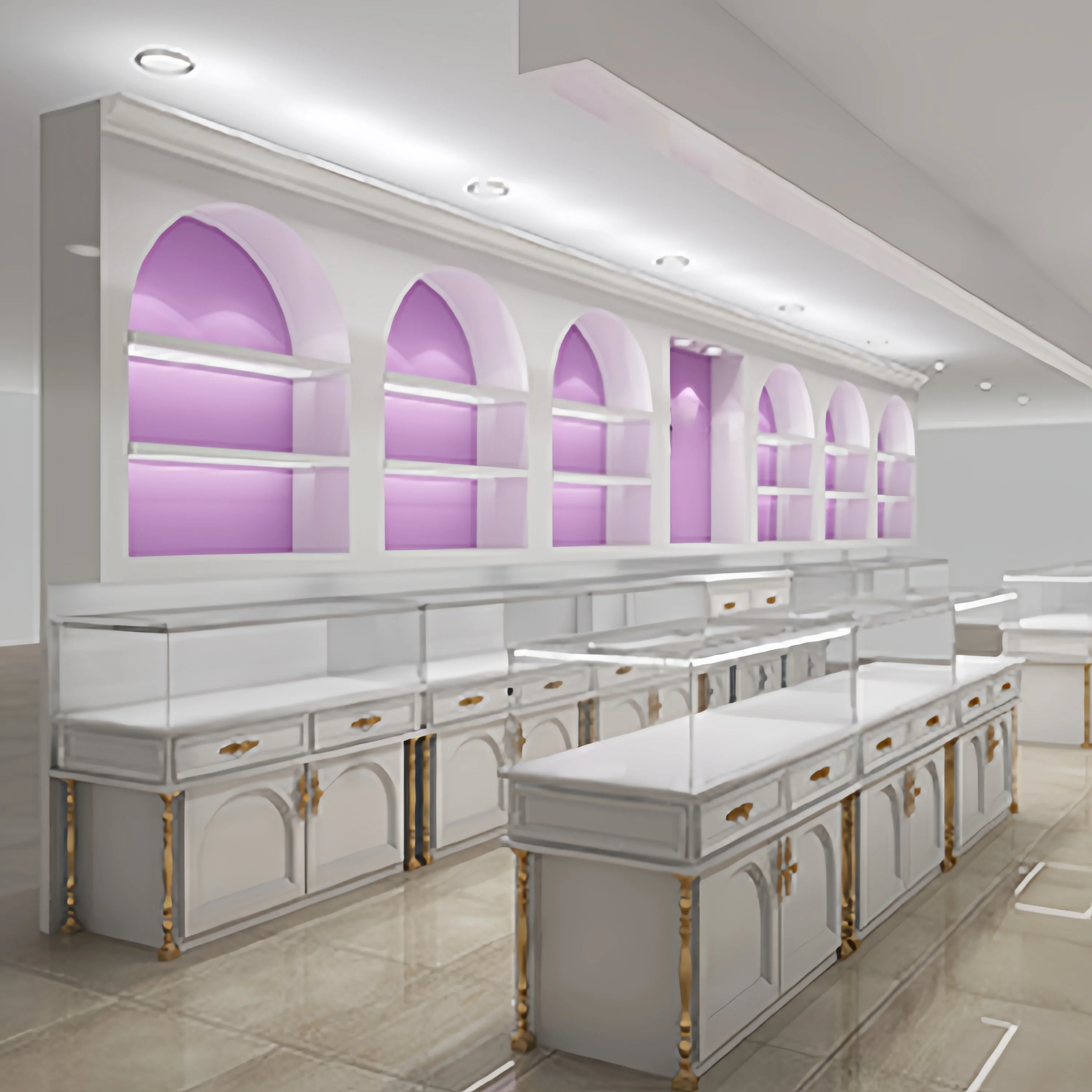 Подгонянный стеклянный Витринный Шкаф ювелирные изделия металлический светодиодный витринный свет для универмага