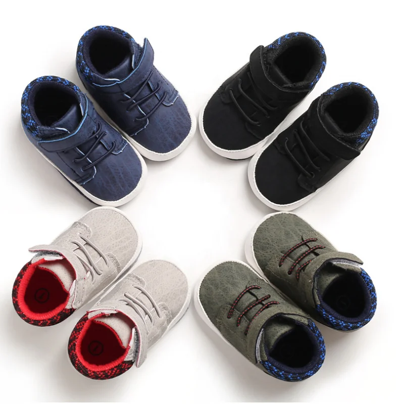Детские кроссовки Детская спортивная обувь для мальчиков из искусственной кожи искусственная (-ый) с высокими голенищами на открытом воздухе Анти-скольжения на мягкой подошве дышащая удобная обувь для новорожденных детская обувь
