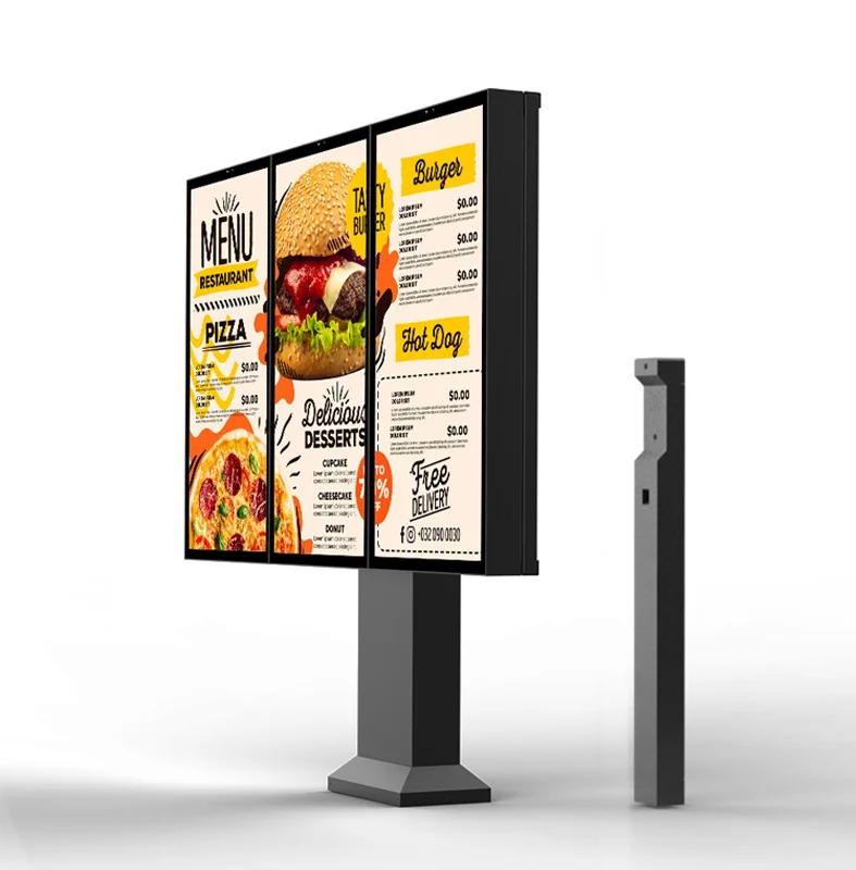 55 inch Outdoor Drive Thru Menu Boards waterproof Ordering System 3000nits Spliced 2/3 Screens