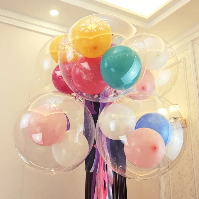 Romantic Wedding Party Birthday Decoration Inflatable Air Balls 5/12/18/36 inch Thick Clear Latex Balloons Transparent Balloons