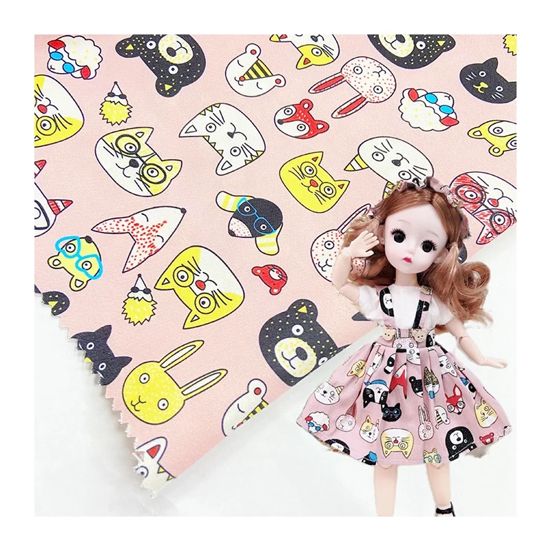 Cheap Price  Customized Cartoon Digital Printing Twill Microfiber Peach Skin Polyester Fabric  For Barbie Doll Dress Fabric