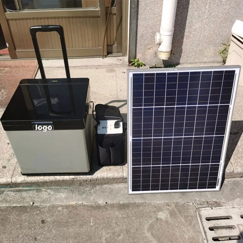 LANGLE Solar Electric Cooler 60L Portable Refrigerator 12V 24V 100 -240V Compressor Fridges for Car with Camping Outdoor Great