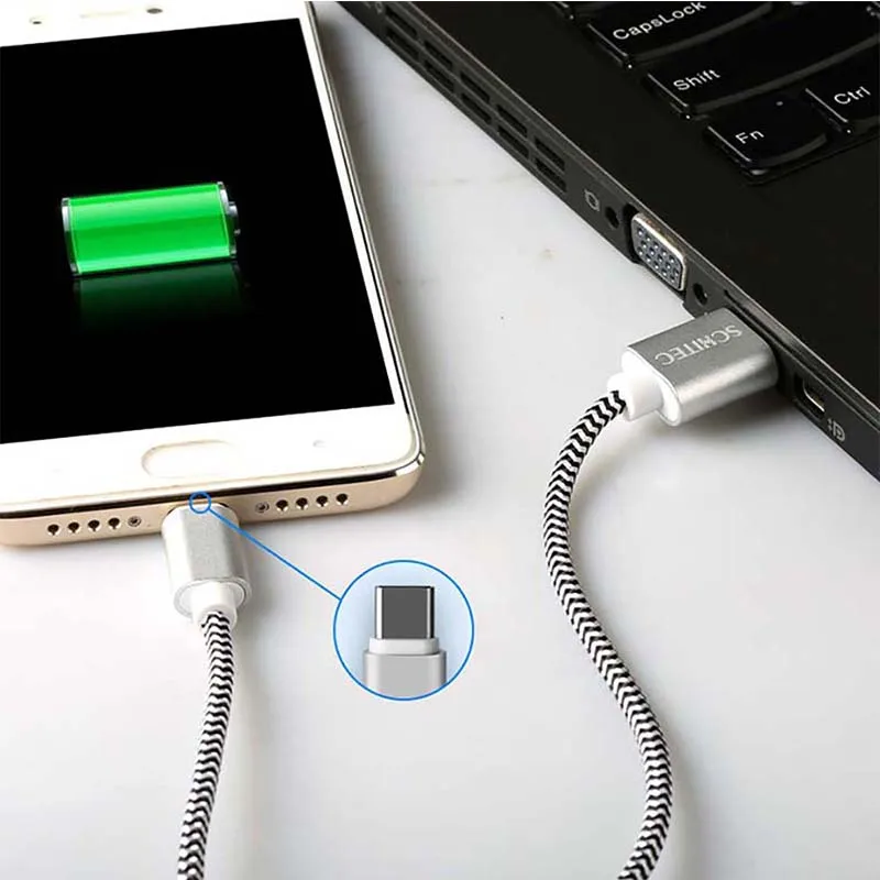 Thick strong mixed nylon braided 1M 2M 3M fast charging data transfer usb cable type C for xiaomi huawei samsung