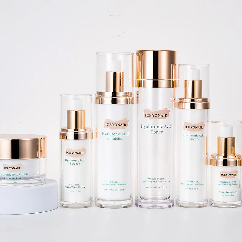 High-Grade 120ml Acrylic Cosmetic Packaging Easy Open End Milk Pump Bottle Jar Lotion Skin Care Serum Face Masks Screen Printed