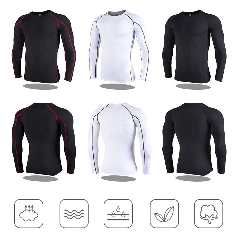 Brand New Fitness Men Seamless Tight Long Sleeve T Shirts Running Sports Gym wear Compression T Shirt For Wholesales