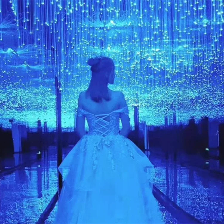 2024 New Product Led Chandelier Lamp RGB Fiber Optic Lights Kit  Fiber Optic Cable for Night Club Hotel Stage