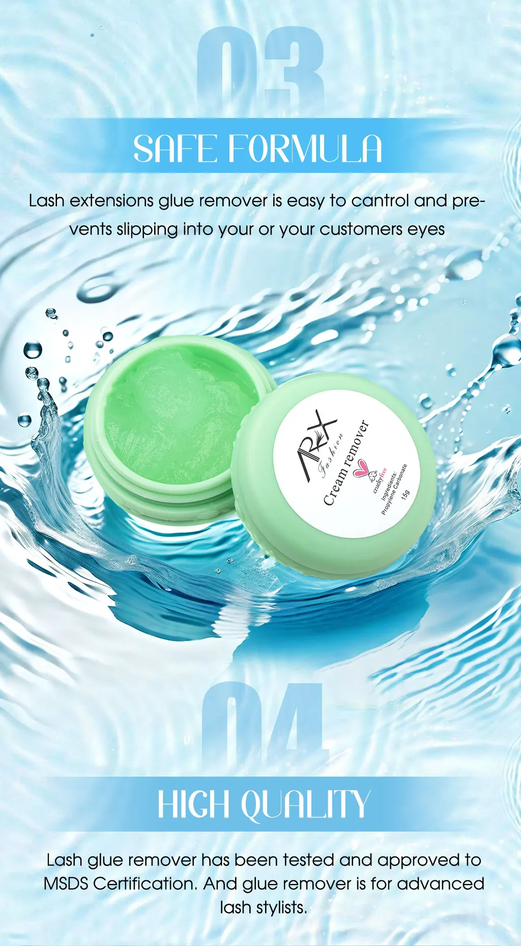 Private Label Eyelash Cream Remover For Eyelashes Adhesive Glue Latex Free Remover