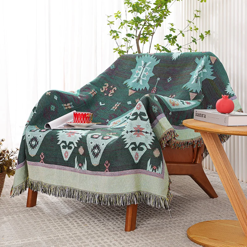 Ethnic Style Geometric Design Custom Tapestry Woven Sofa Blanket Boho Tapestry