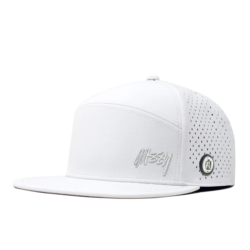custom 6 panels snapback cap 3D embroidery rubber patch waterproof laser cut hole hats for men
