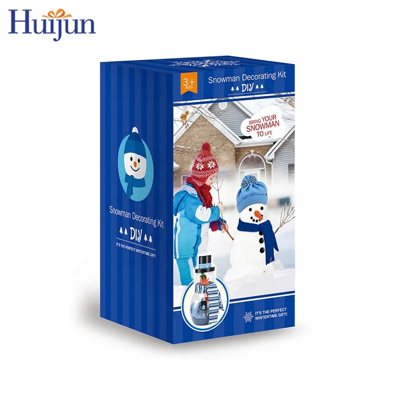 Friendly Winter Outdoor Activity Toy Christmas DIY Snowman Blue Dressing Tool Kit With Snowman Making Jar Snowman Decorating Kit