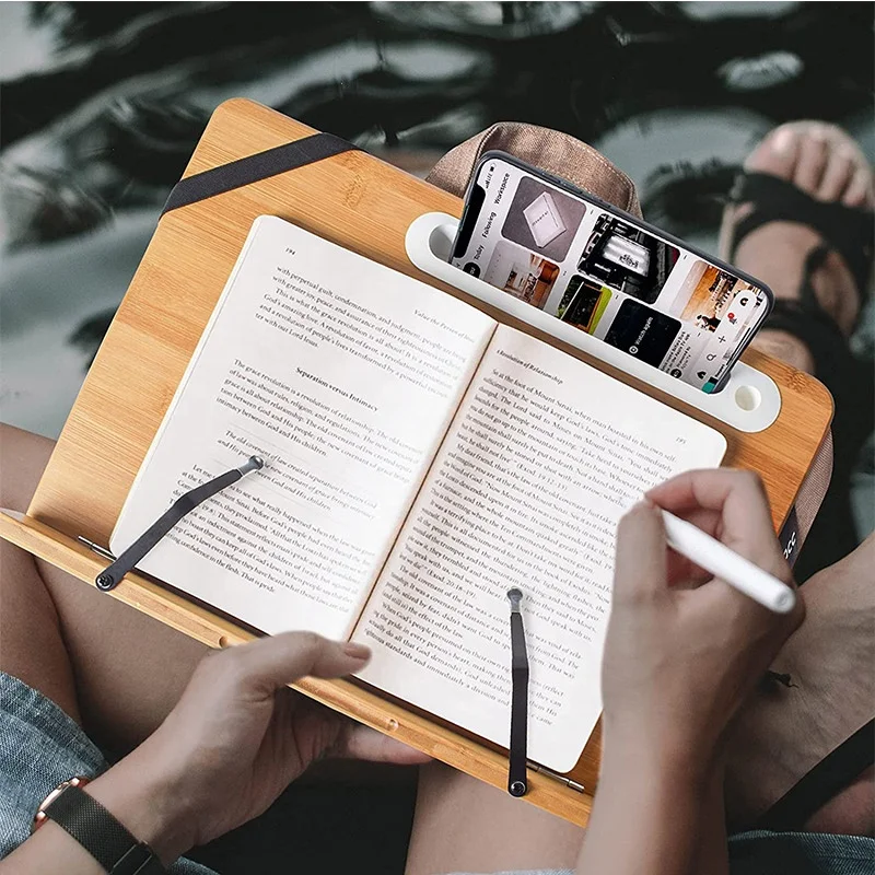Подставка для книг чтения в кровати держатель из бамбукового дерева с бумажными зажимами страниц Hands