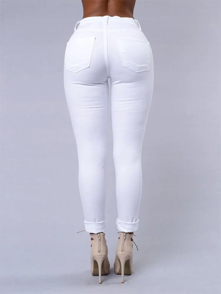 XM-2022 new90814 Factory Jeans High Waist Ripped Jeans Women Washed Flare Denim Jeans